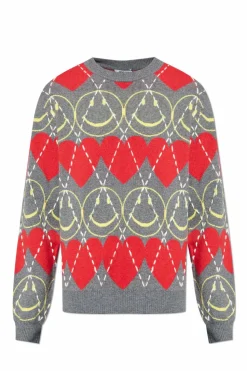 Moschino SZARY Wełniany sweter
