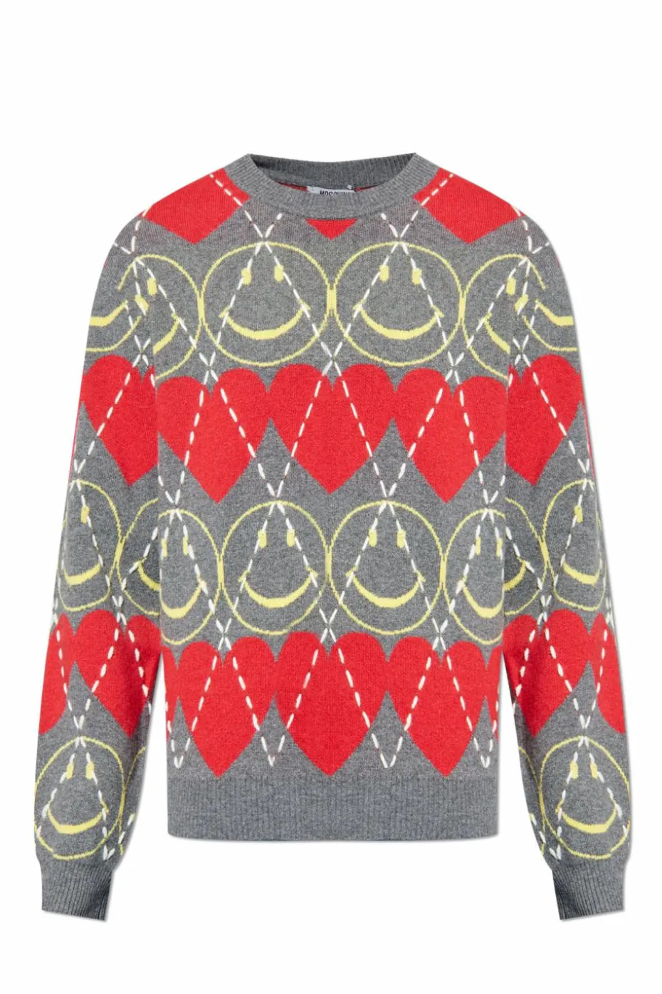 Moschino SZARY Wełniany sweter