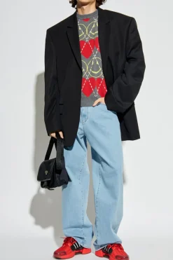 Moschino SZARY Wełniany sweter