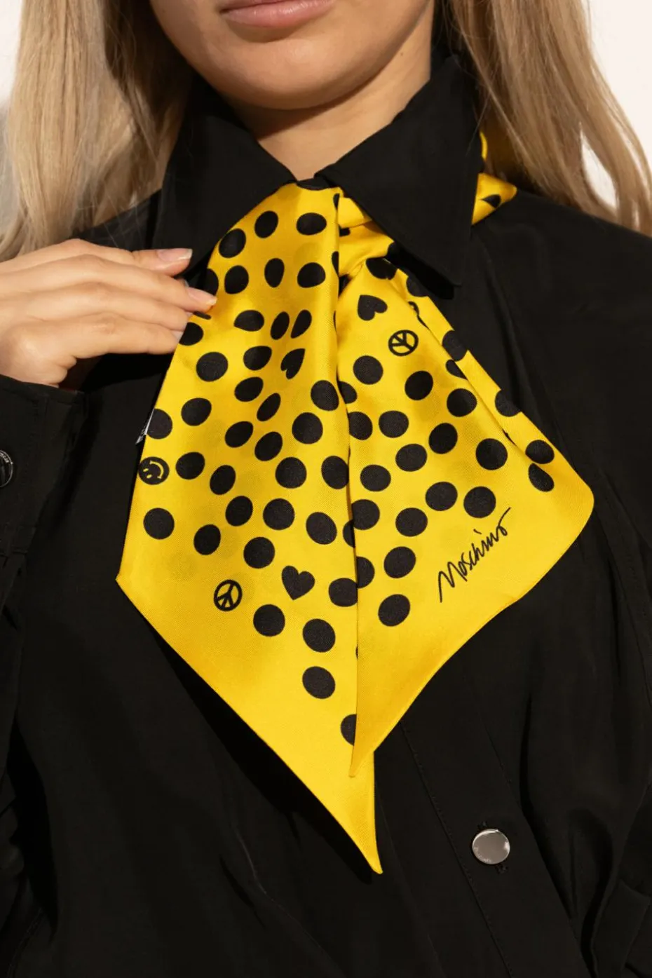 Moschino ŻÓŁTY Jedwabna apaszka