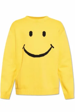 Moschino ŻÓŁTY Sweter ze wzorem