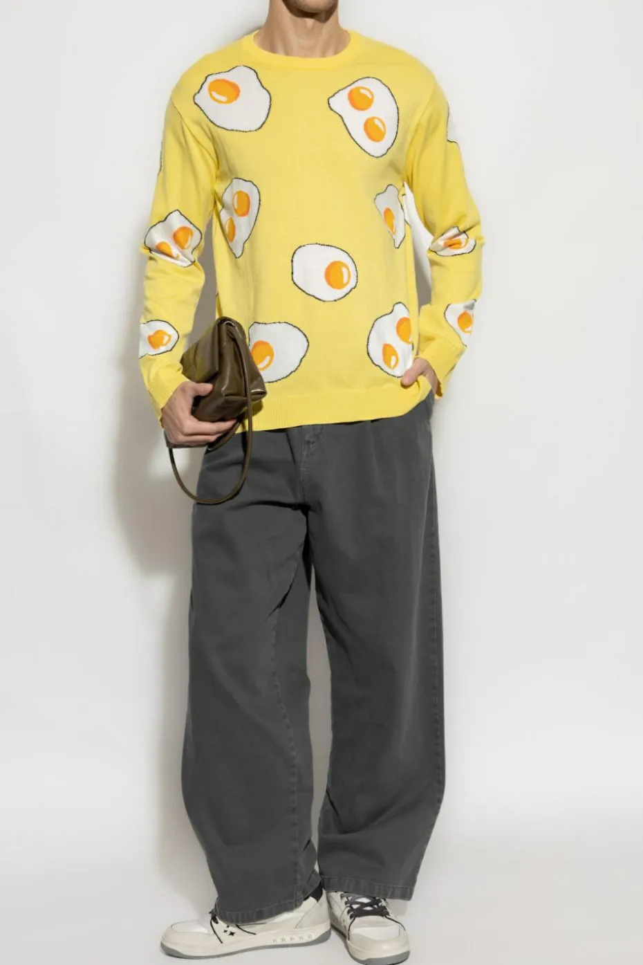 Moschino ŻÓŁTY Sweter ze wzorem