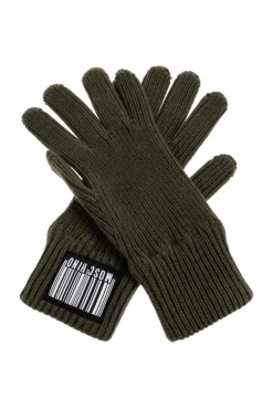 Moschino ZIELONY Rękawice z naszywką z logo