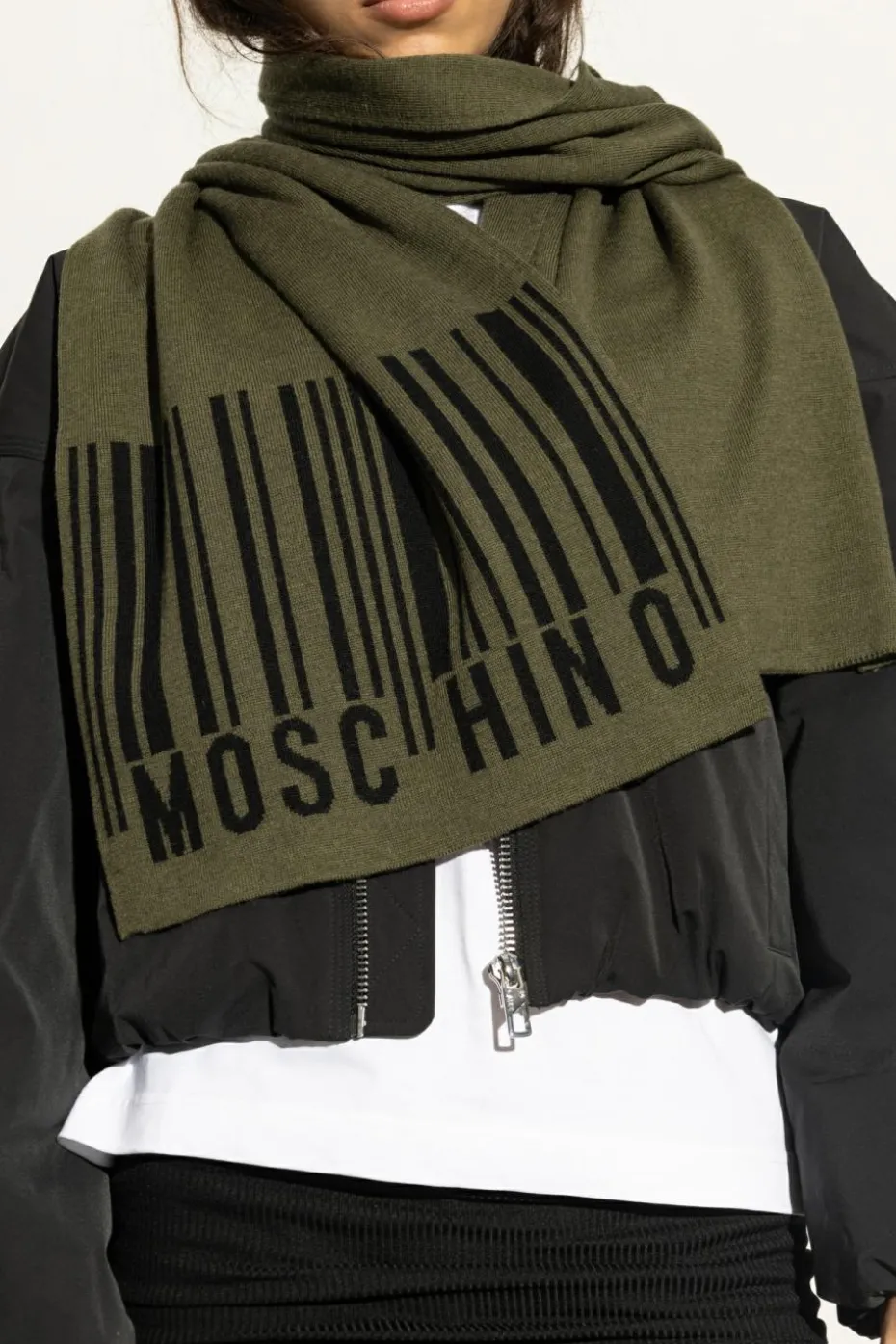 Moschino ZIELONY Szal z logo