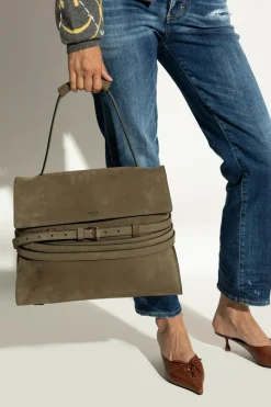 Moschino ZIELONY Zamszowa torba typu `shopper`