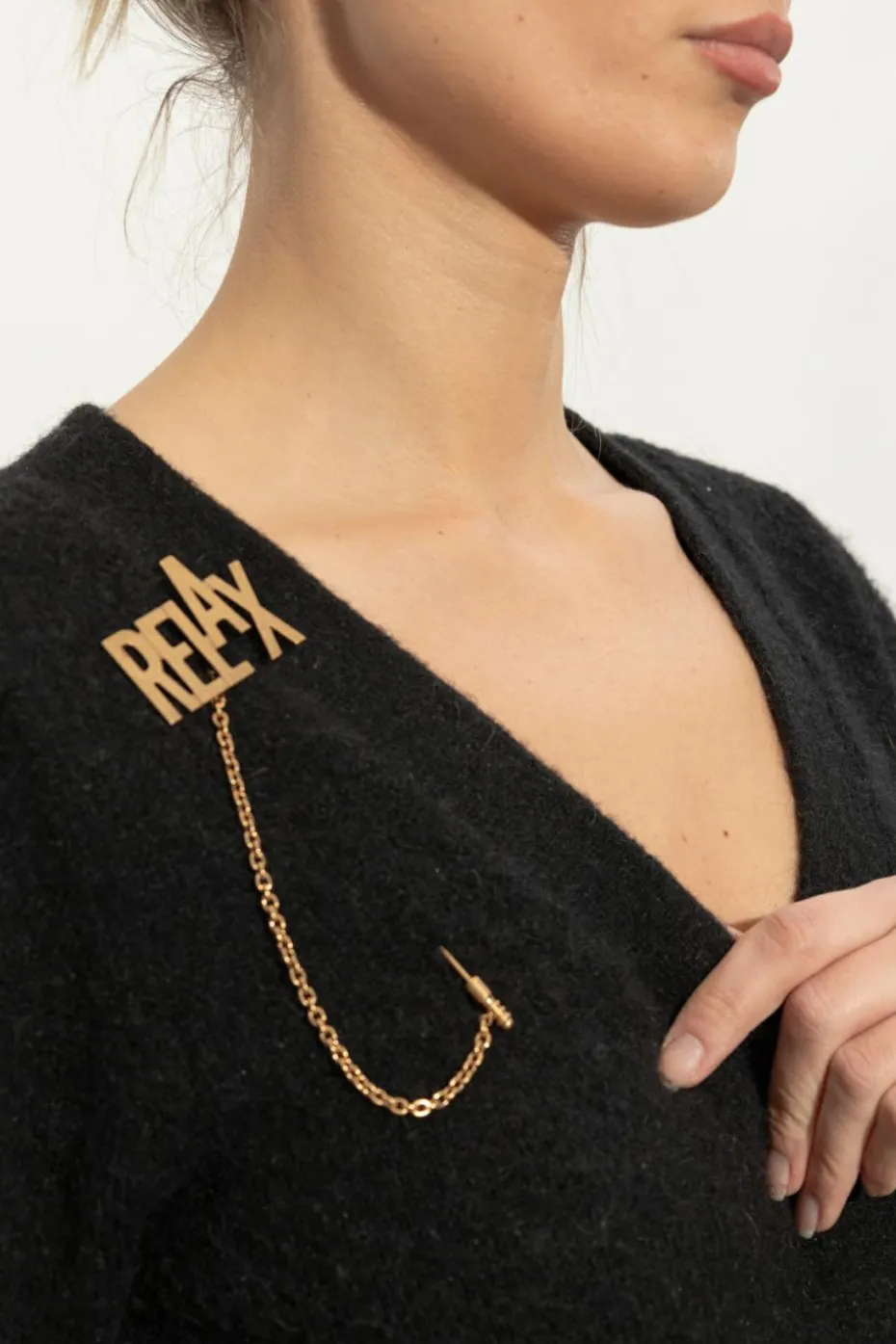 Moschino ZŁOTY Mosiężna przypinka