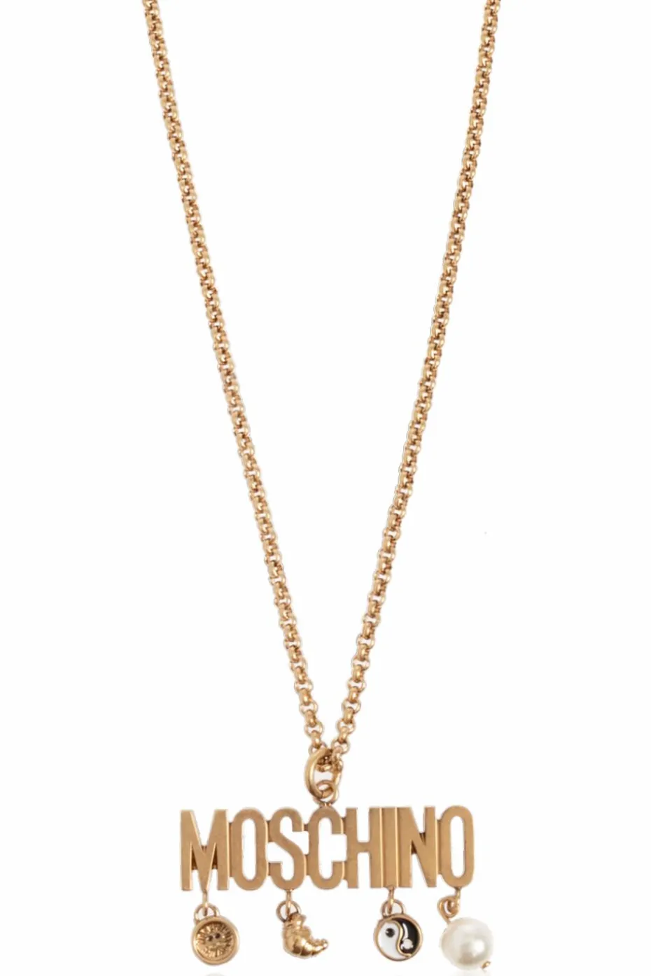 Moschino ZŁOTY Naszyjnik z zawieszką w kształcie logo