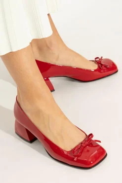 Nodaleto CZERWONY Skórzane buty na obcasie