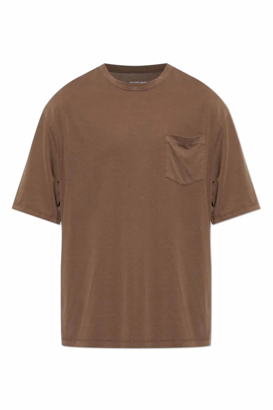 Officine Generale BRĄZOWY T-shirt z kieszenią ‘Benny’
