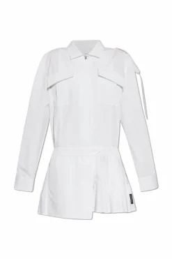 Off-White BIAŁY Koszulowa sukienka