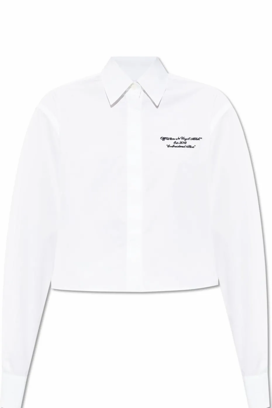 Off-White BIAŁY Krótka koszula z wyszytym logo