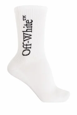 Off-White BIAŁY Prążkowane skarpety