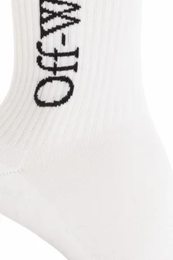Off-White BIAŁY Prążkowane skarpety