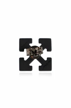 Off-White CZARNY Pojedynczy kolczyk w kształcie logo