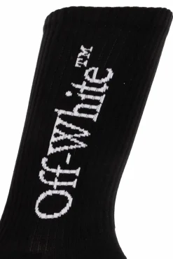 Off-White CZARNY Prążkowane skarpety
