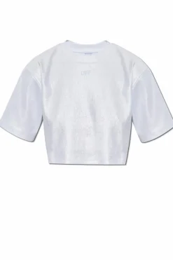 Off-White SREBRNY Krótki t-shirt o luźnym kroju