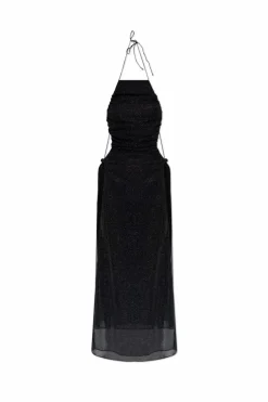 Oseree CZARNY Sukienka wykończona nicią lureksową