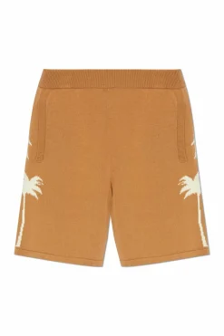 Palm Angels BRĄZOWY Szorty ze wzorem palm