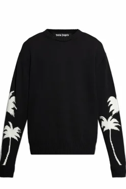 Palm Angels CZARNY Sweter z okrągłym dekoltem