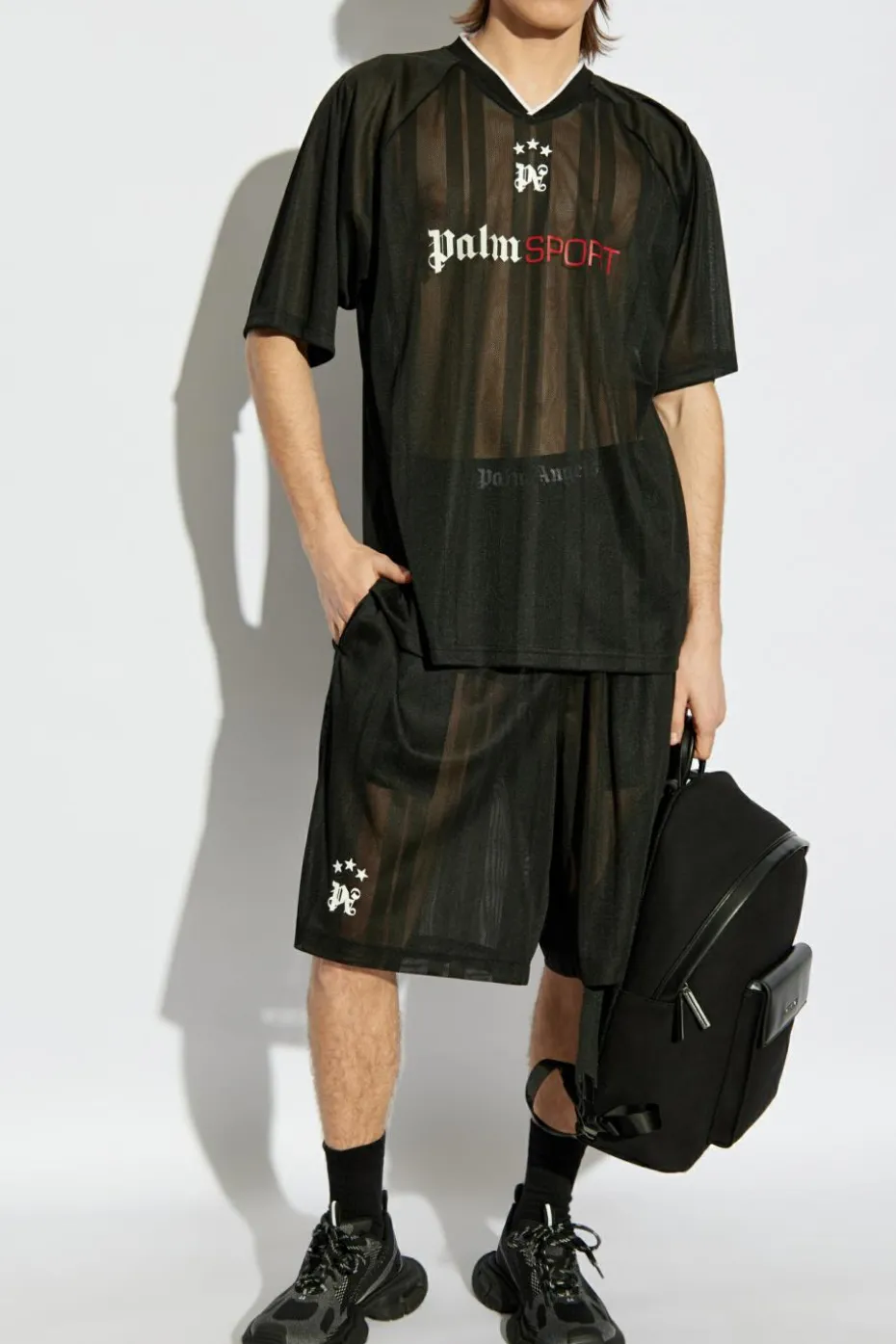 Palm Angels CZARNY T-shirt z logo