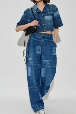 Palm Angels GRANATOWY Jeansy ze wzorem