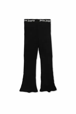 Palm Angels Kids CZARNY Brokatowe spodnie