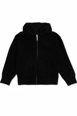 Palm Angels Kids CZARNY Kardigan z wełnianym wykończeniem