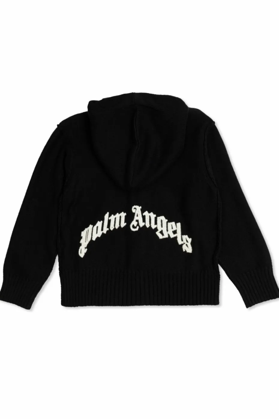 Palm Angels Kids CZARNY Kardigan z wełnianym wykończeniem