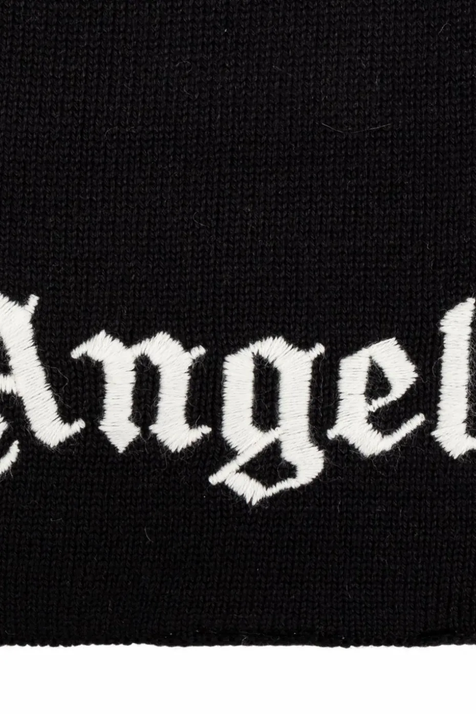 Palm Angels Kids CZARNY Szal z wyszytym logo