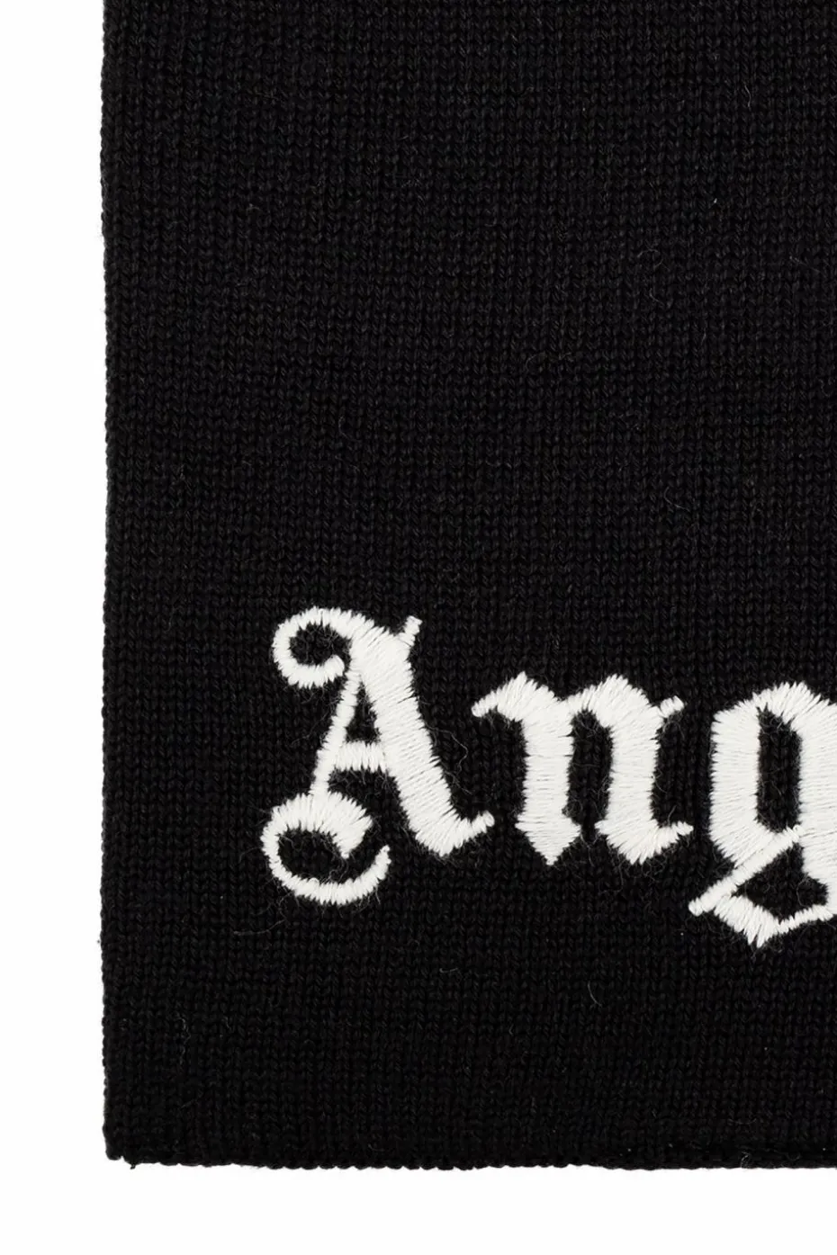 Palm Angels Kids CZARNY Szal z wyszytym logo