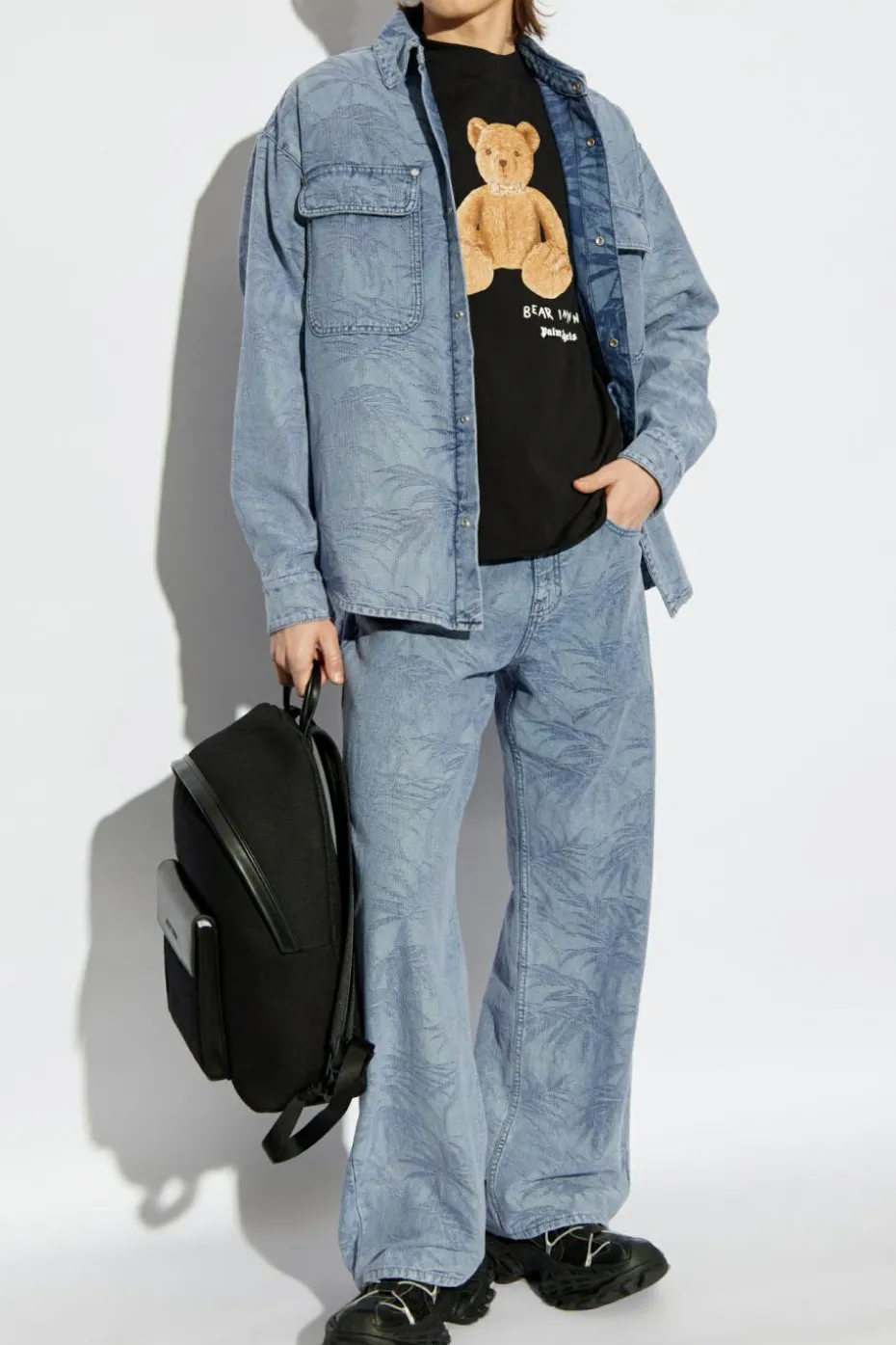 Palm Angels NIEBIESKI Jeansy z motywem kwiatowym