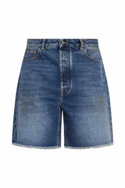 Palm Angels NIEBIESKI Jeansowe szorty z efektem `vintage`