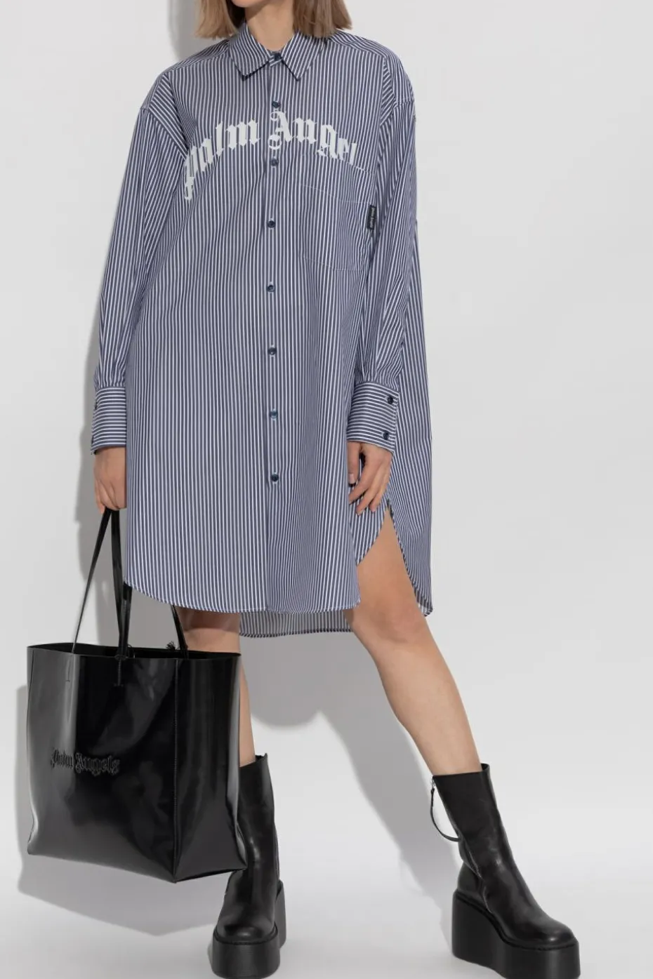 Palm Angels NIEBIESKI Koszulowa sukienka typu `oversize`