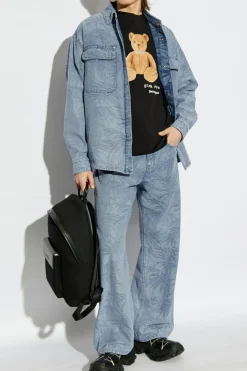Palm Angels NIEBIESKI Koszula jeansowa