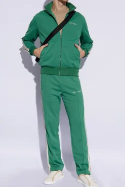Palm Angels ZIELONY Bluza z wyszytym logo