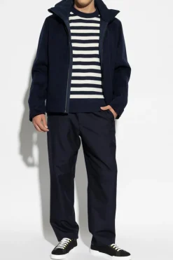 Paul & Shark GRANATOWY Sweter ze wzorem w pasy