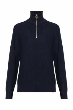 Paul & Shark GRANATOWY Sweter z dekoltem zapinanym na zamek