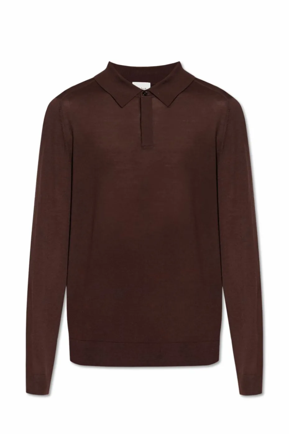Paul Smith BRĄZOWY Wełniane polo z długimi rękawami
