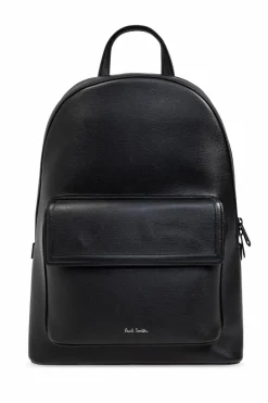 Paul Smith CZARNY Skórzany plecak z logo