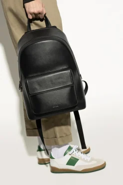Paul Smith CZARNY Skórzany plecak z logo