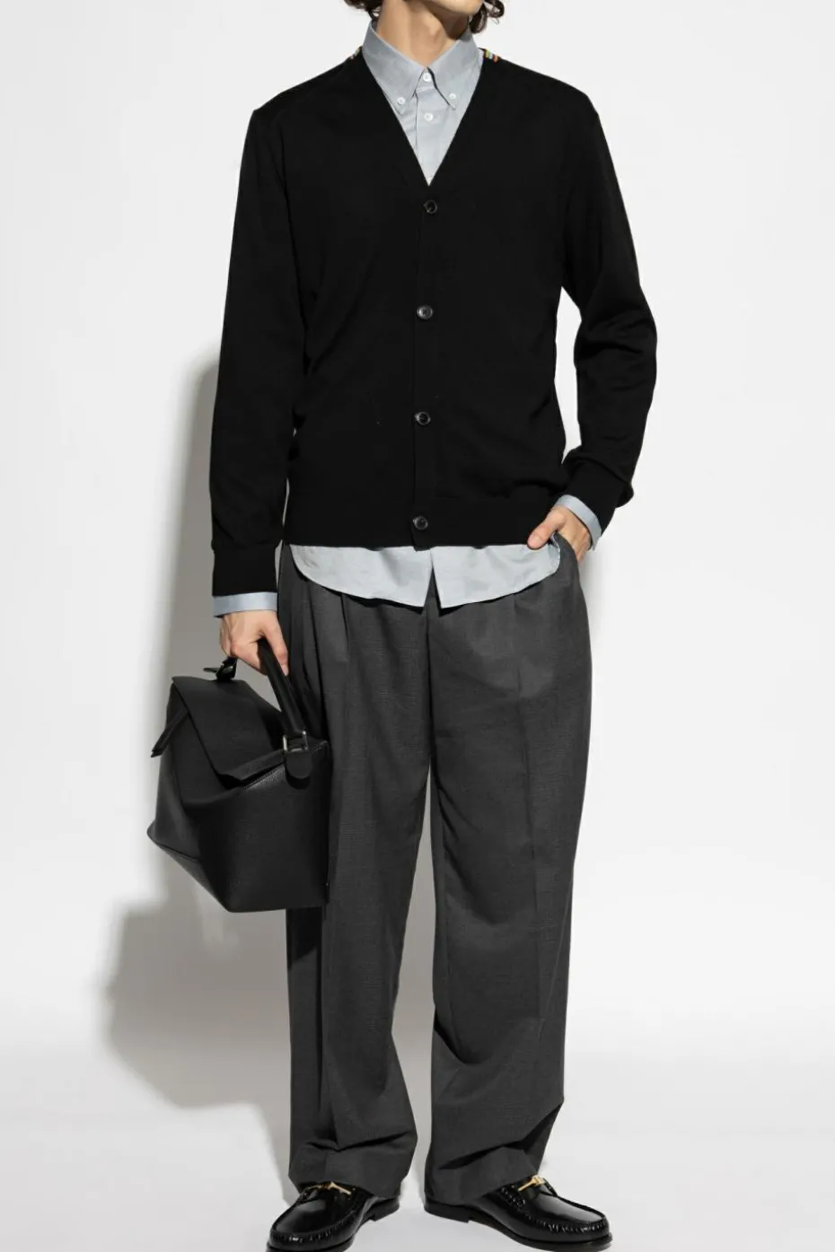 Paul Smith CZARNY Wełniany kardigan