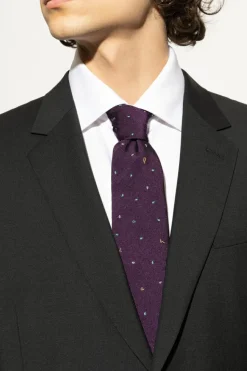Paul Smith FIOLETOWY Jedwabny krawat