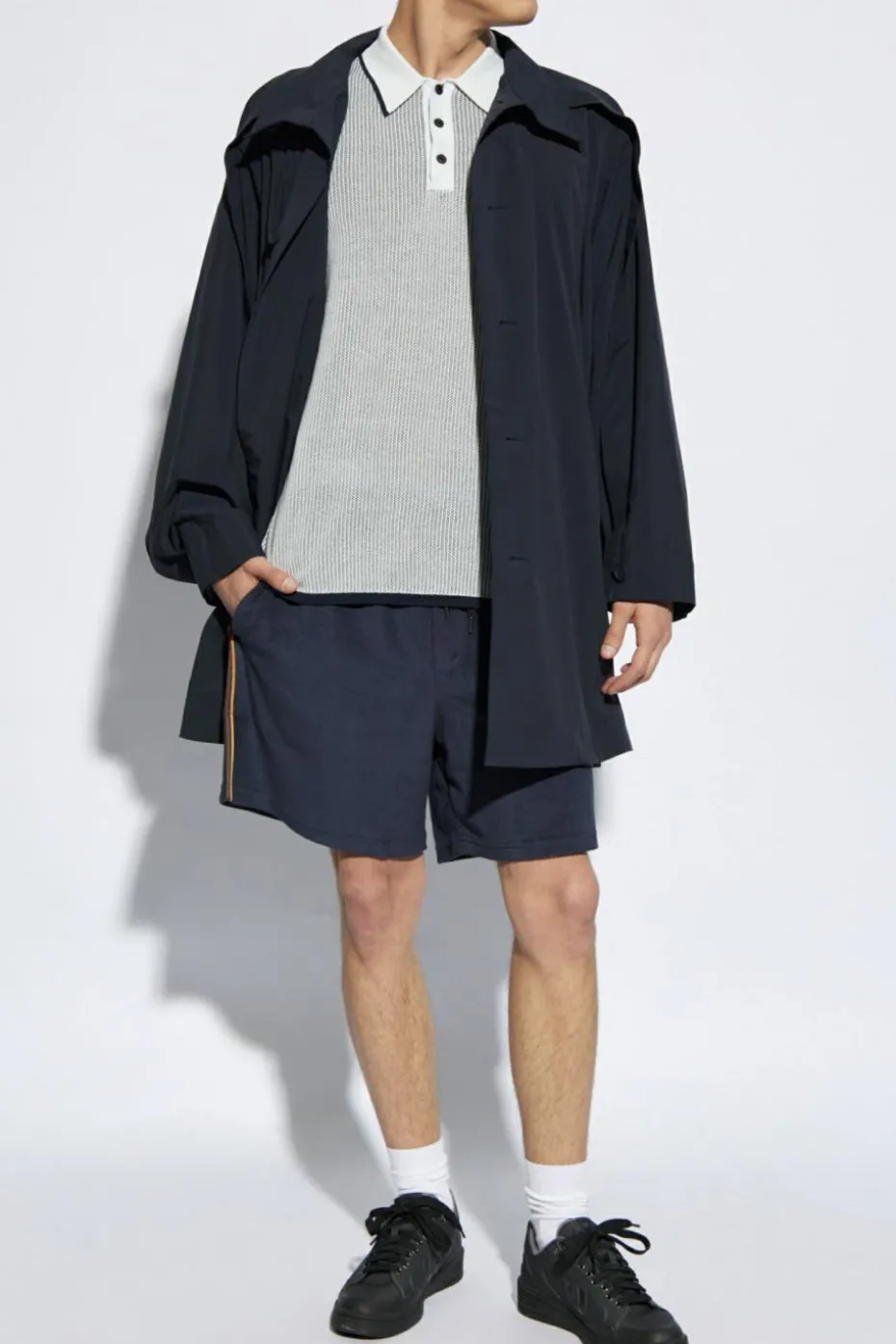 Paul Smith GRANATOWY Bawełniane szorty z logo