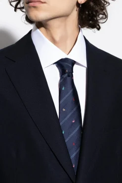 Paul Smith GRANATOWY Jedwabny krawat