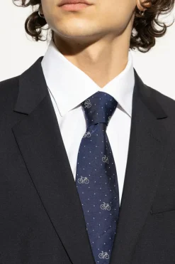 Paul Smith GRANATOWY Jedwabny krawat