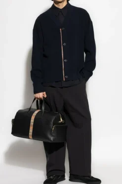 Paul Smith GRANATOWY Kardigan z dekoltem w serek