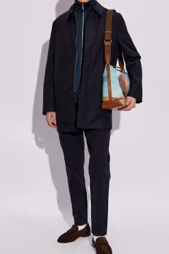 Paul Smith GRANATOWY Krótki płaszcz z podpinką