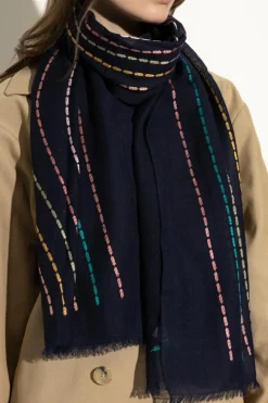 Paul Smith GRANATOWY Wełniany szal