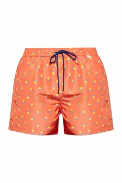 Paul Smith POMARAŃCZOWY Szorty kąpielowe z nadrukiem