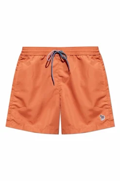 Paul Smith POMARAŃCZOWY Szorty kąpielowe z naszywką z logo